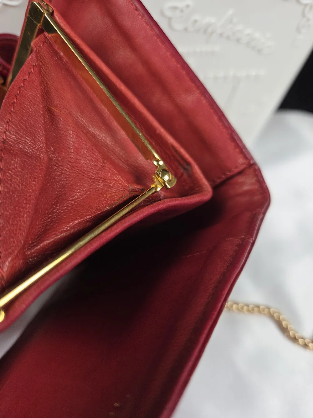 Vintage Chanel Red Patent Leather Oversized CC Kiss Lock Wallet